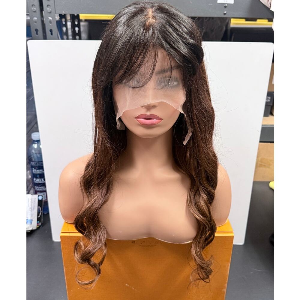 ILIKEHAIR Human Hair Long Body Wave Wig Ombre Brown NWT